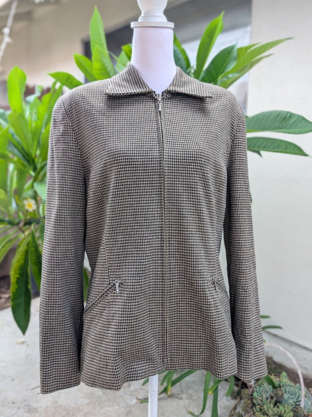 Compagnie Internationale Express Tailleur vintage houndstooth jacket 13/14 VGUC